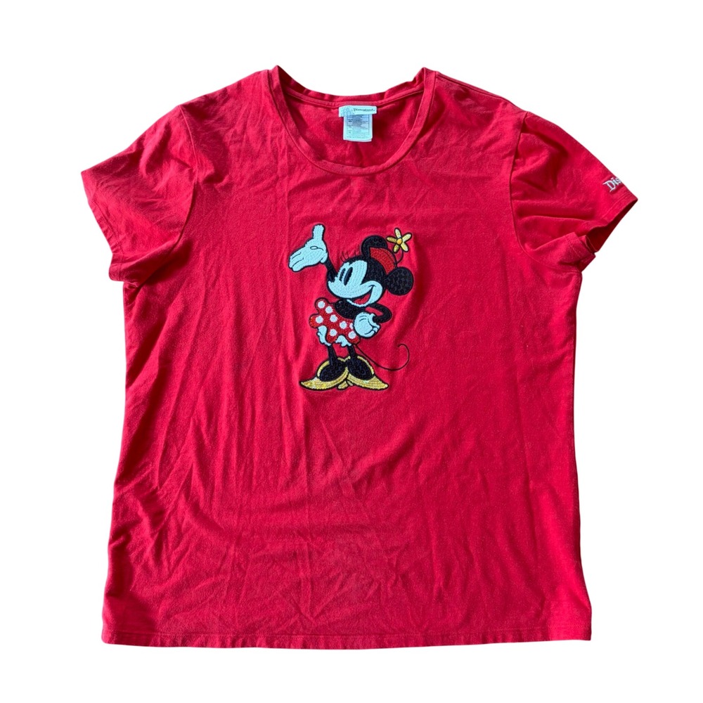 Disneyland Resort Minnie Mouse Sequin Embroidered Red T-Shirt Size XL Disney